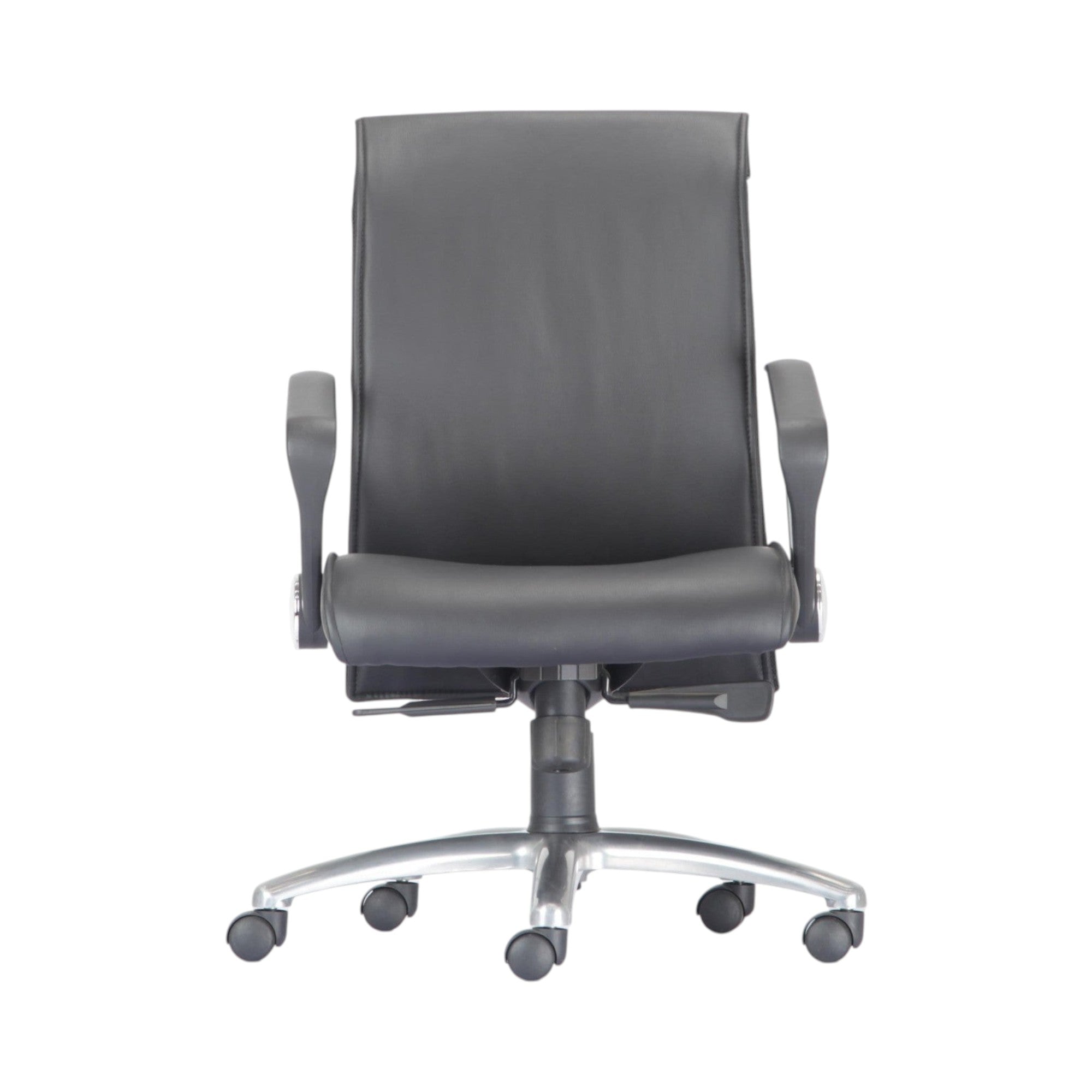 Xiaoyaozuo office chair black faux leather executive chair with high back, padded armrests, and chrome base.