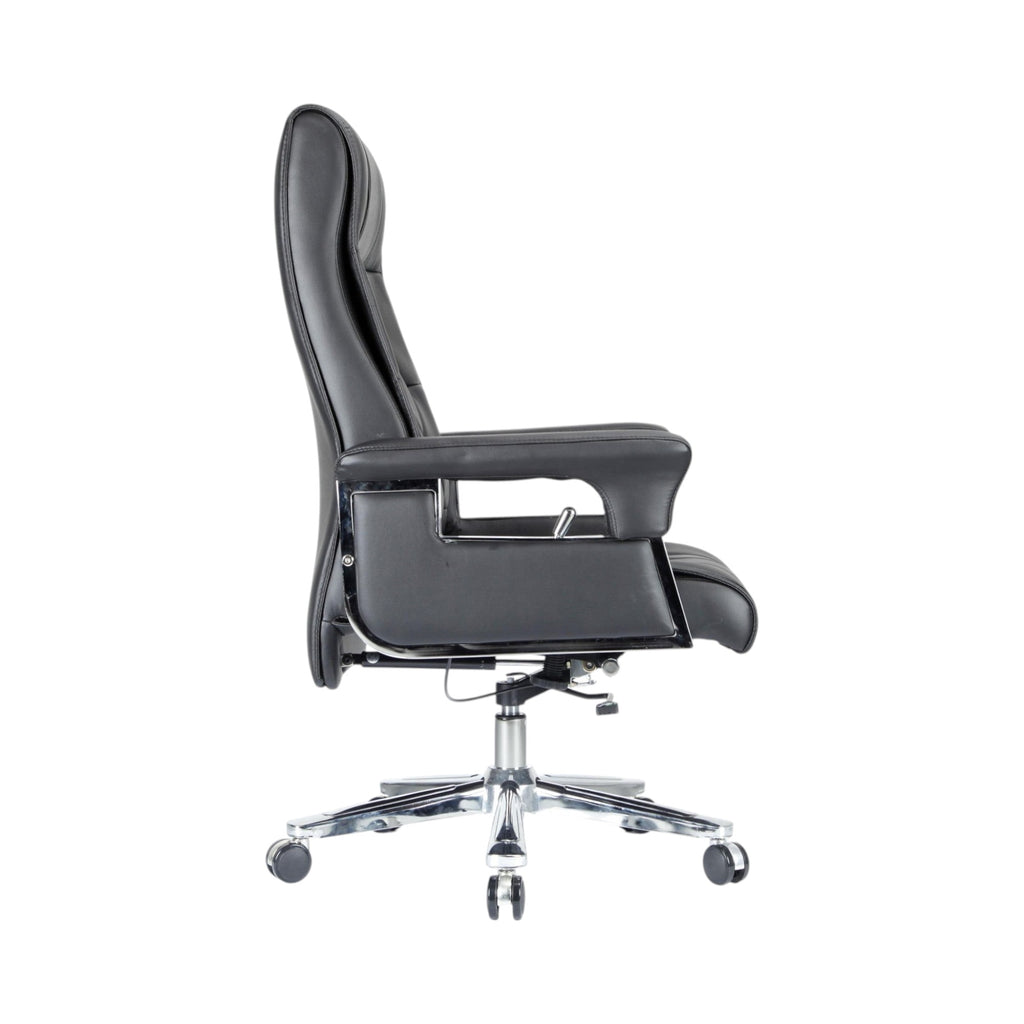 Xiaoyaozuo office chair black faux leather executive chair with chrome base and casters