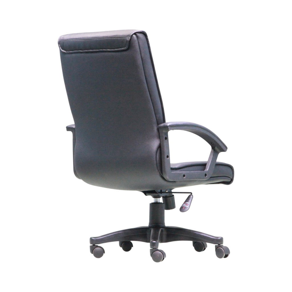Xiaoyaozuo office chair black faux leather executive chair with padded seat and armrests, ergonomic design with casters.