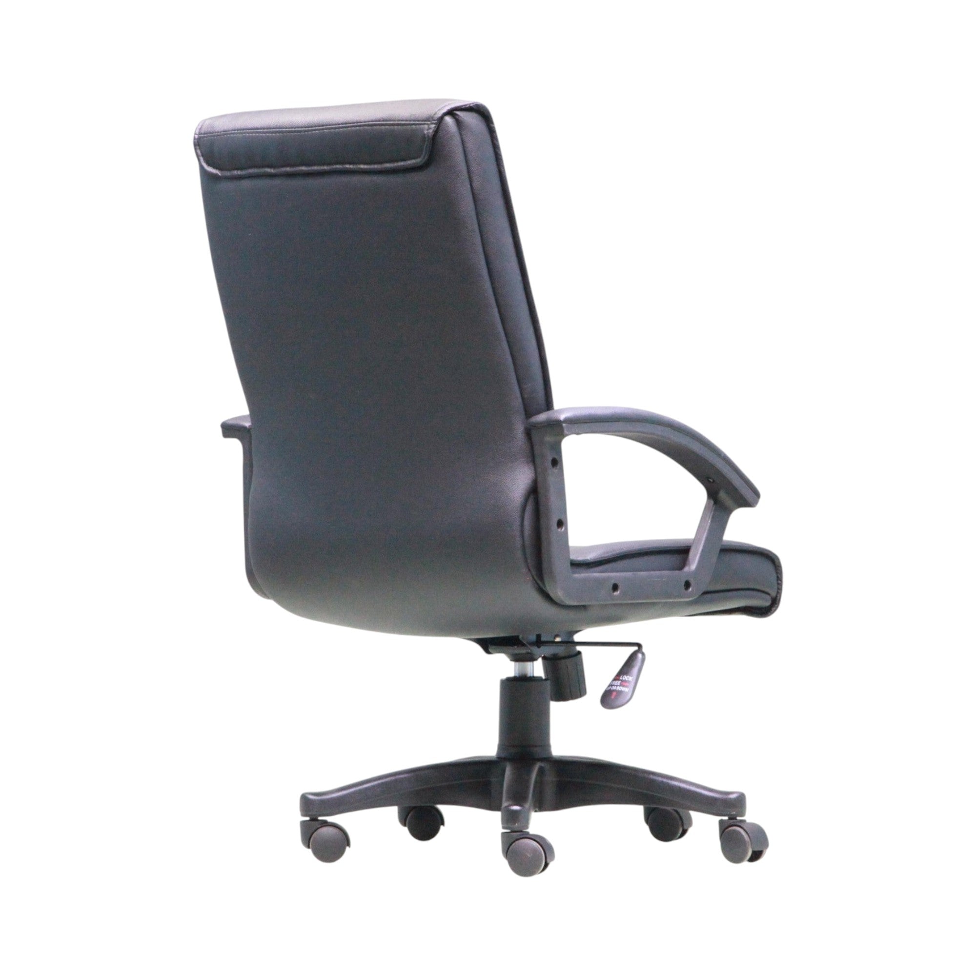 Xiaoyaozuo office chair black faux leather executive chair with padded seat and armrests, ergonomic design with casters.