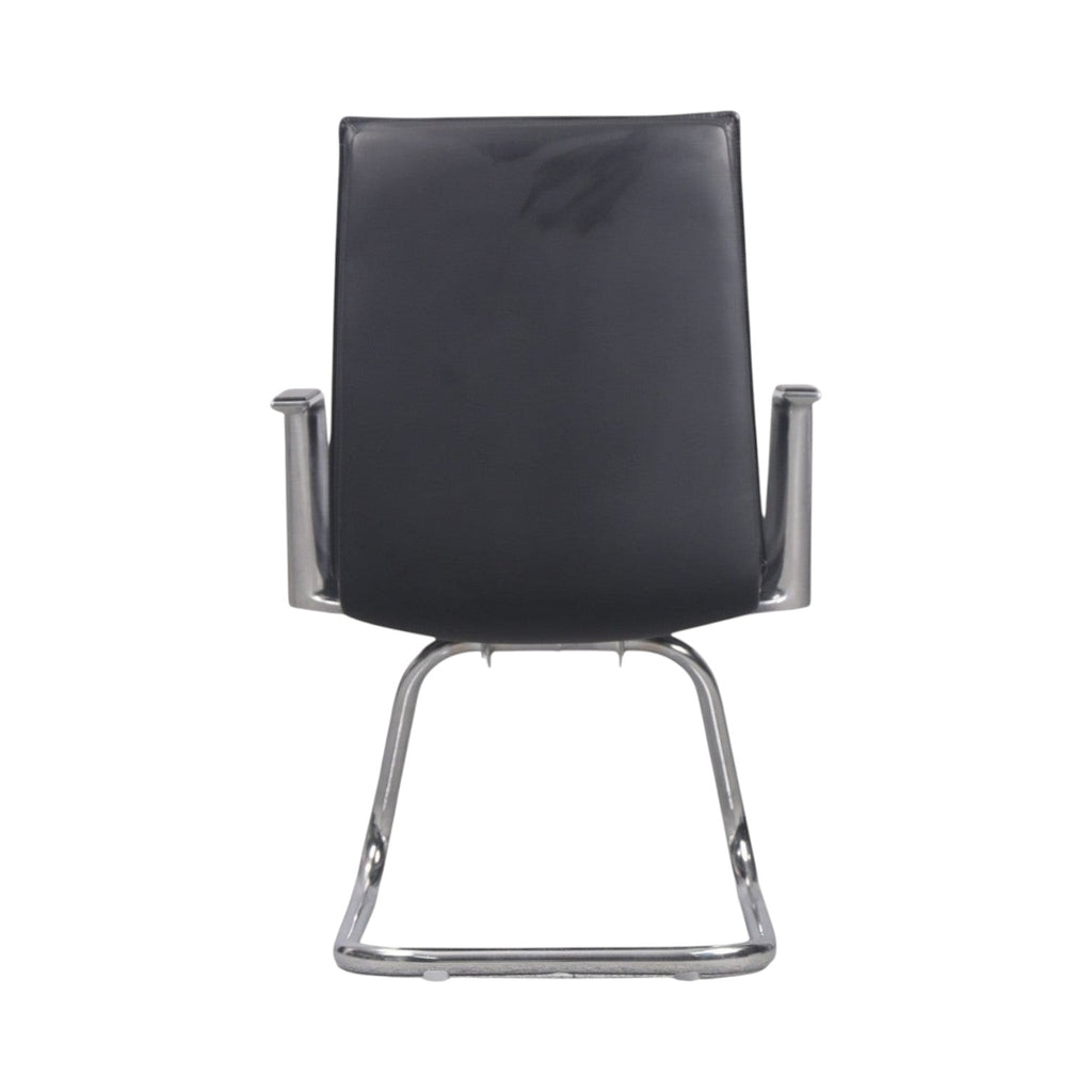 Xiaoyaozuo office chair black faux leather executive chair with polished chrome cantilever base and armrests.
