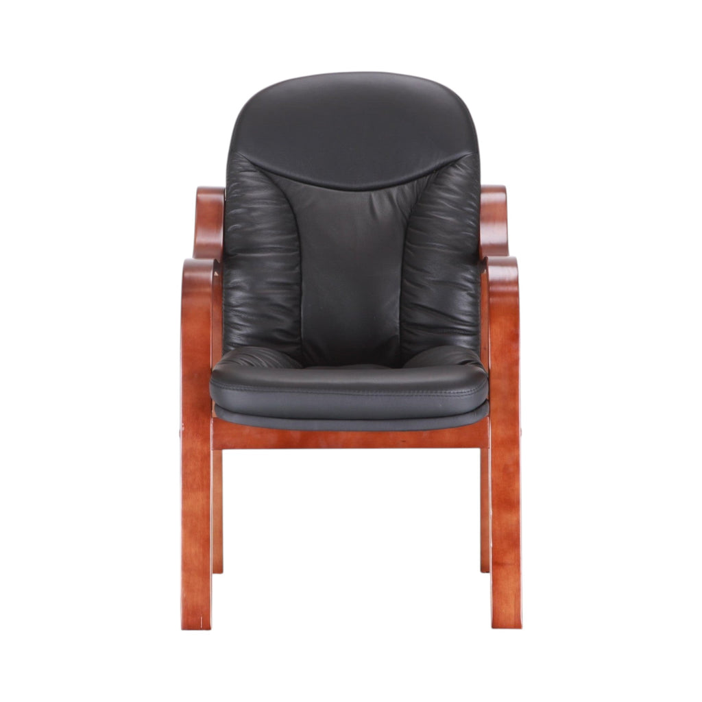 Xiaoyaozuo office chair black faux leather executive chair with wooden frame and armrests