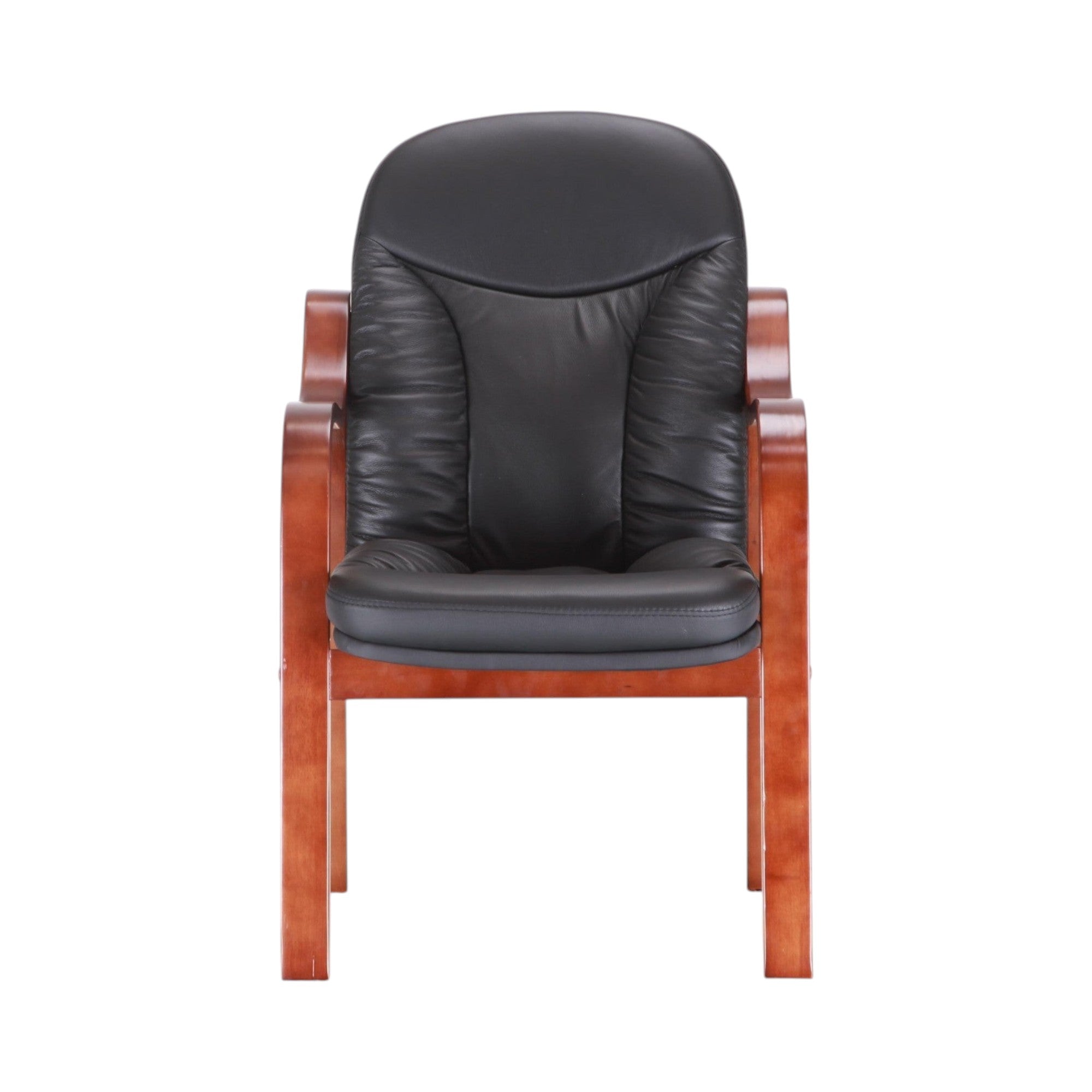 Xiaoyaozuo office chair black faux leather executive chair with wooden frame and armrests