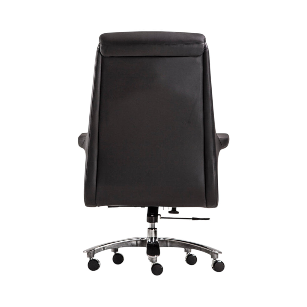 Xiaoyaozuo office chair black faux leather executive high back office chair with chrome accents and casters