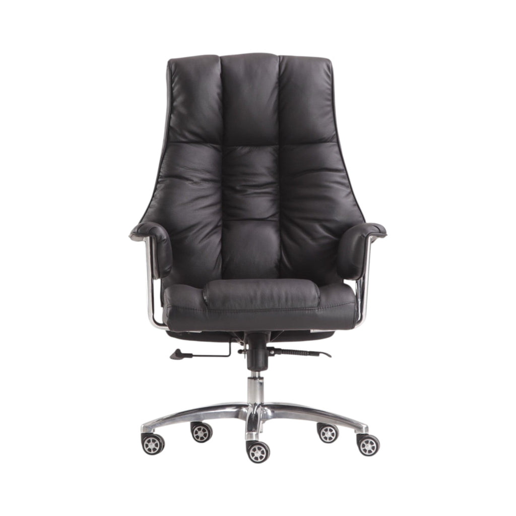 Xiaoyaozuo office chair executive black faux leather high back office chair with plush cushioning and chrome base.