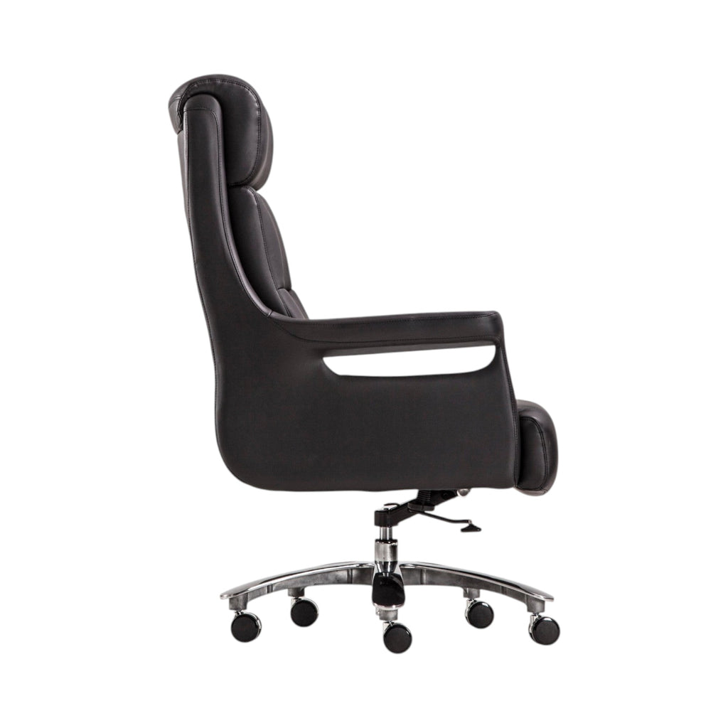 Xiaoyaozuo office chair black faux leather executive high back chair with chrome accents and casters