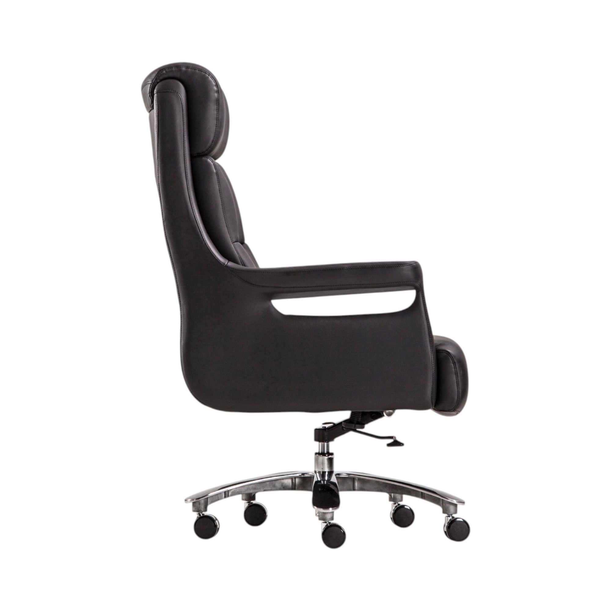 Xiaoyaozuo office chair black faux leather executive high back chair with chrome accents and casters