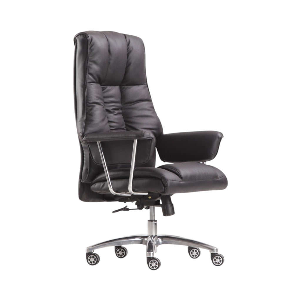 Xiaoyaozuo office chair executive high back chair in black faux leather with plush cushioning and chrome base.
