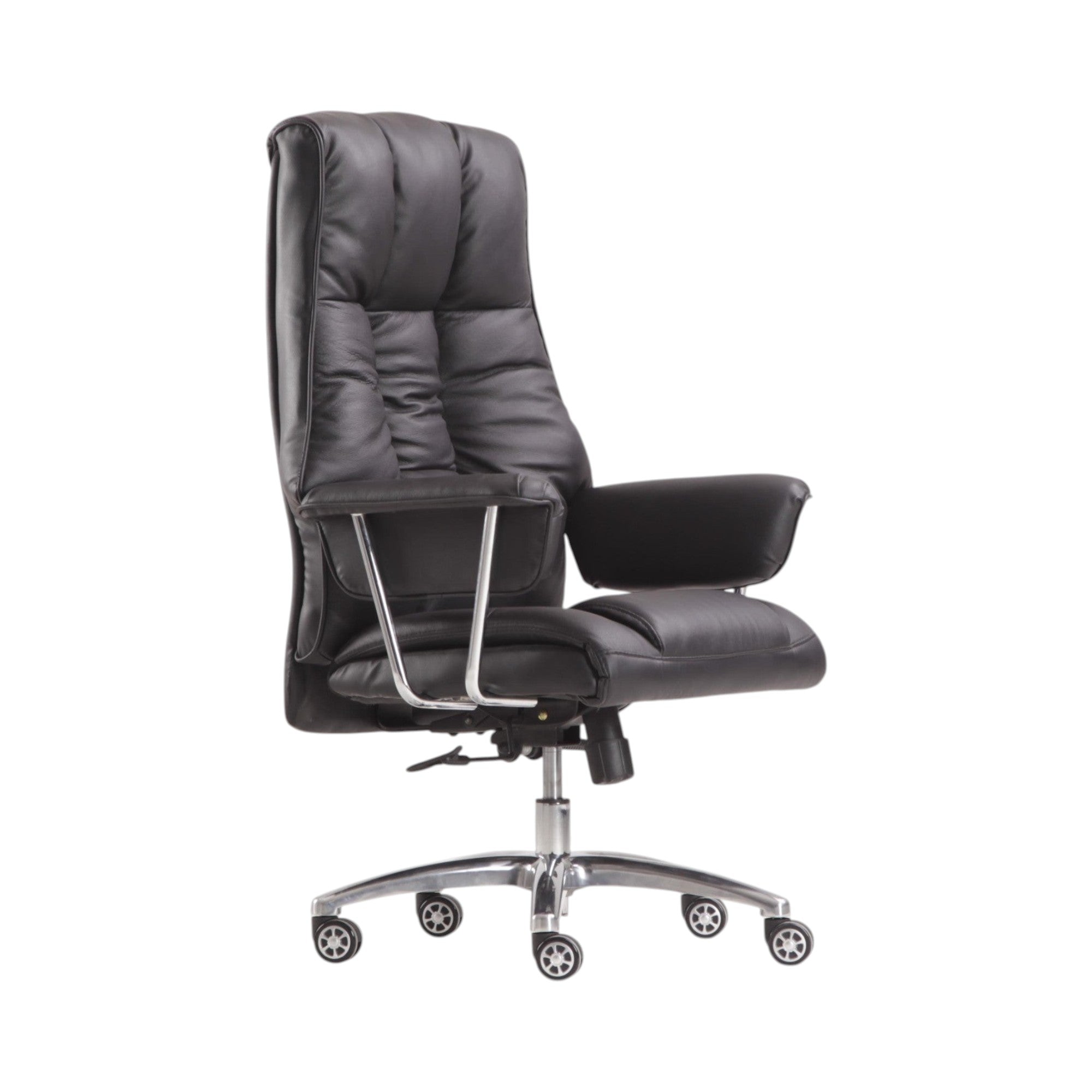 Xiaoyaozuo office chair executive high back chair in black faux leather with plush cushioning and chrome base.