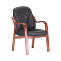 Xiaoyaozuo office chair black faux leather executive guest chair with wooden frame and armrests