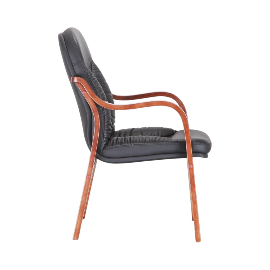 Xiaoyaozuo office chair black faux leather executive guest chair with wooden frame and armrests