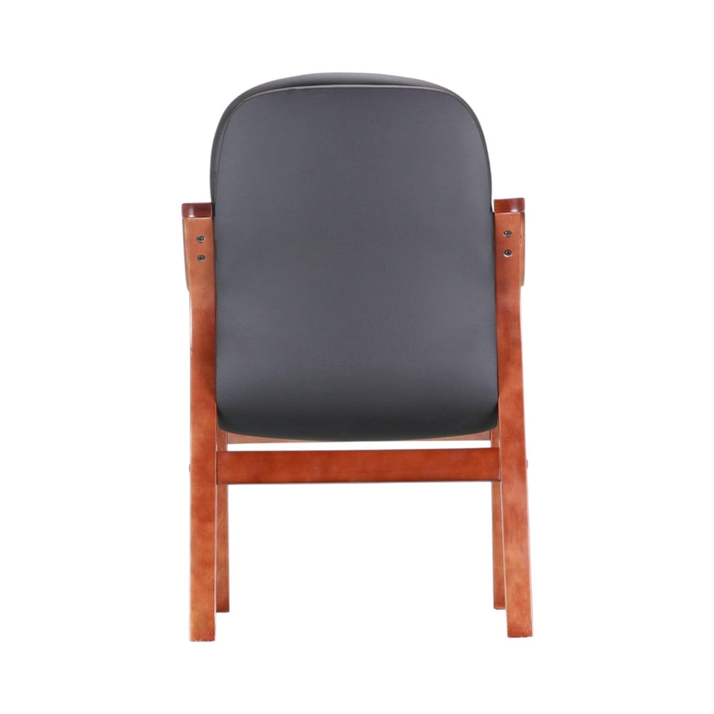 Xiaoyaozuo office chair executive guest chair with black faux leather and warm wood frame