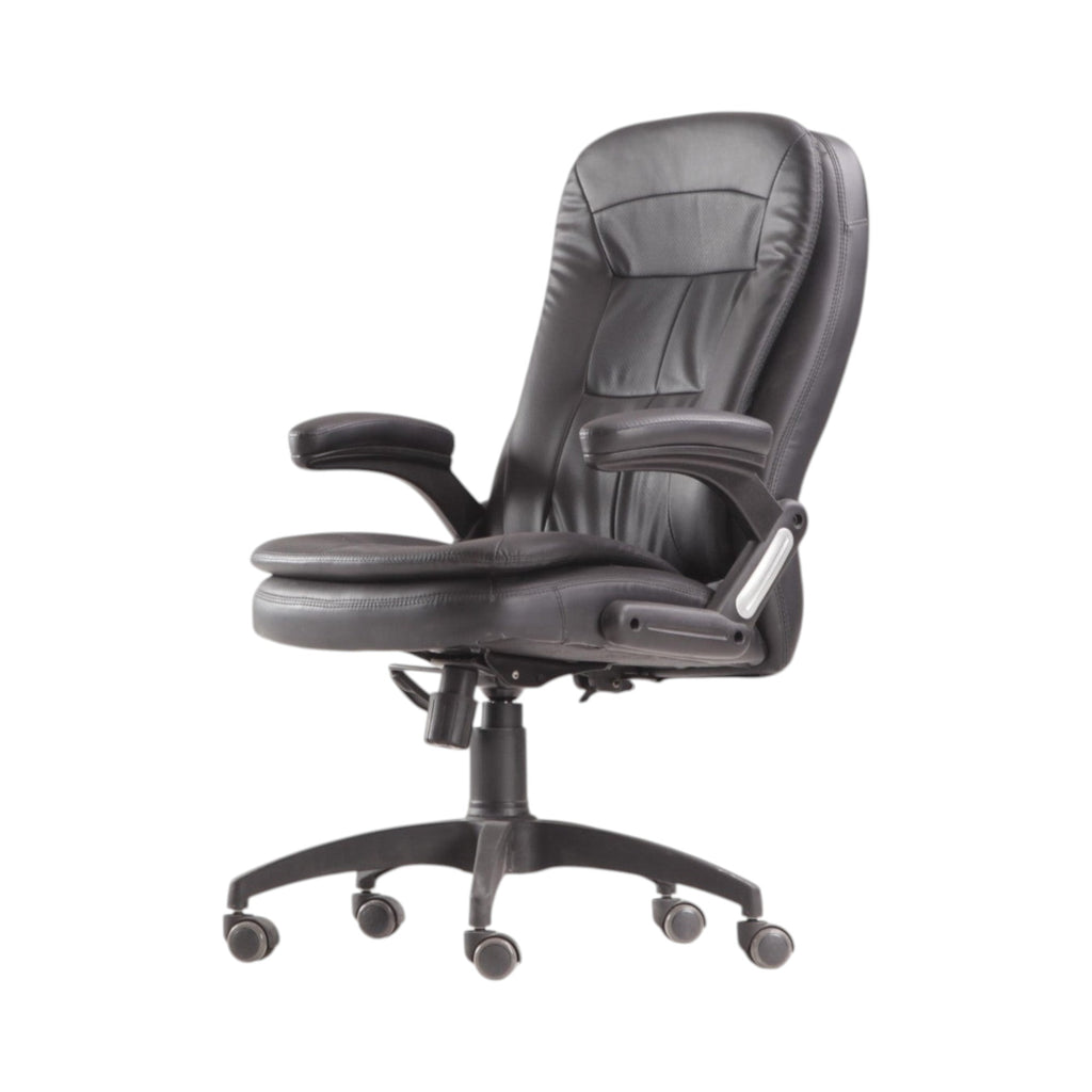 Xiaoyaozuo office chair black faux leather executive high back chair with lumbar support and casters.