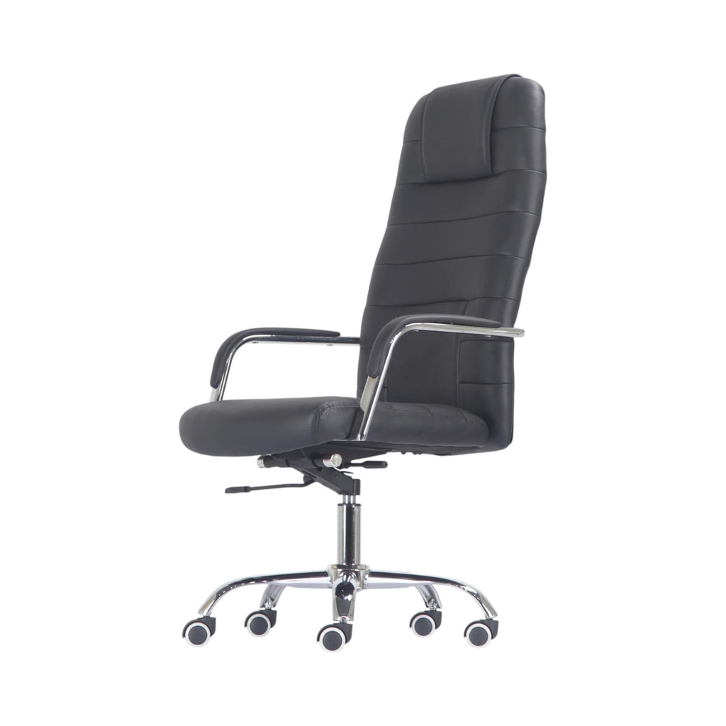 Xiaoyaozuo office chair black faux leather executive high back chair with chrome base and casters