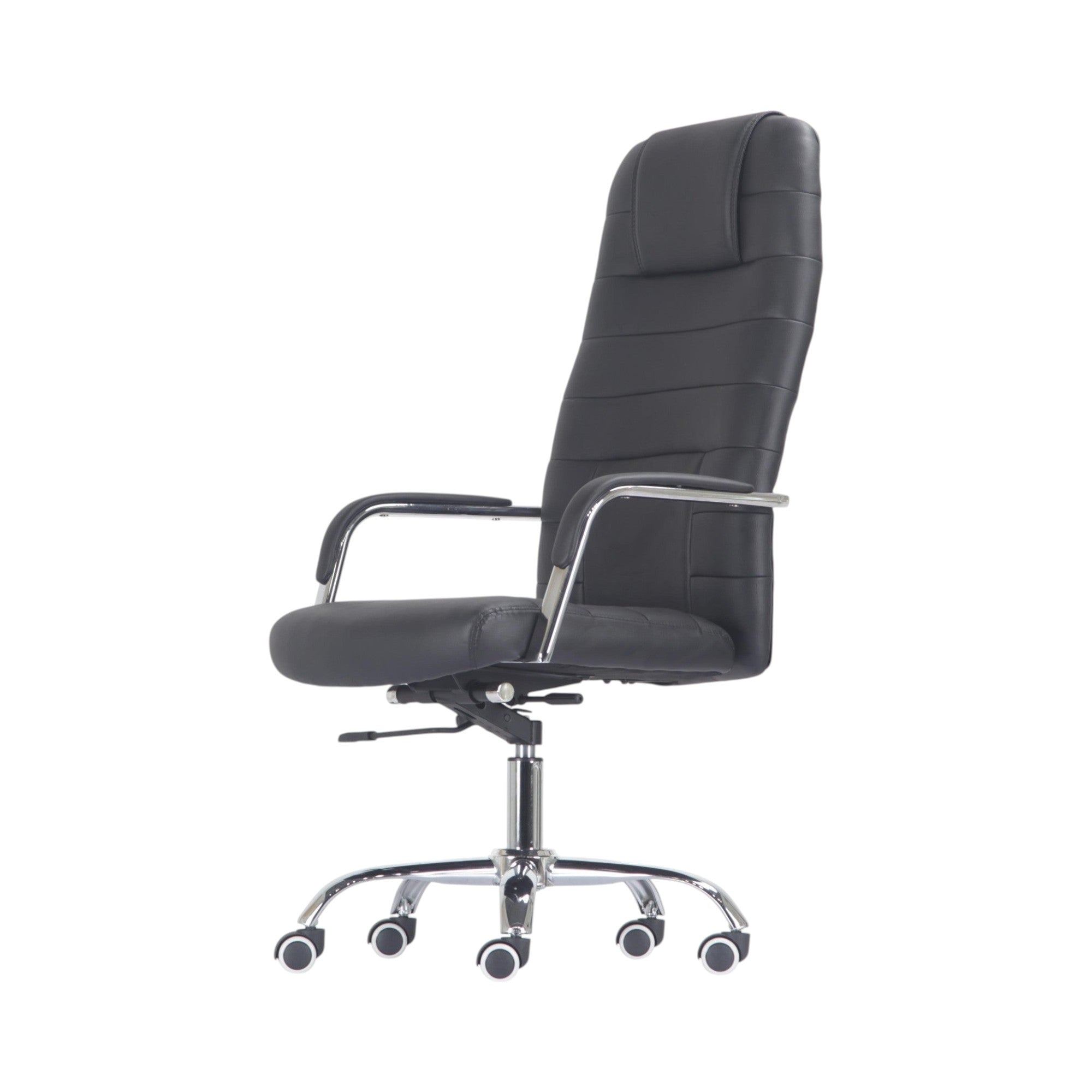 Xiaoyaozuo office chair black faux leather executive high back chair with chrome base and casters