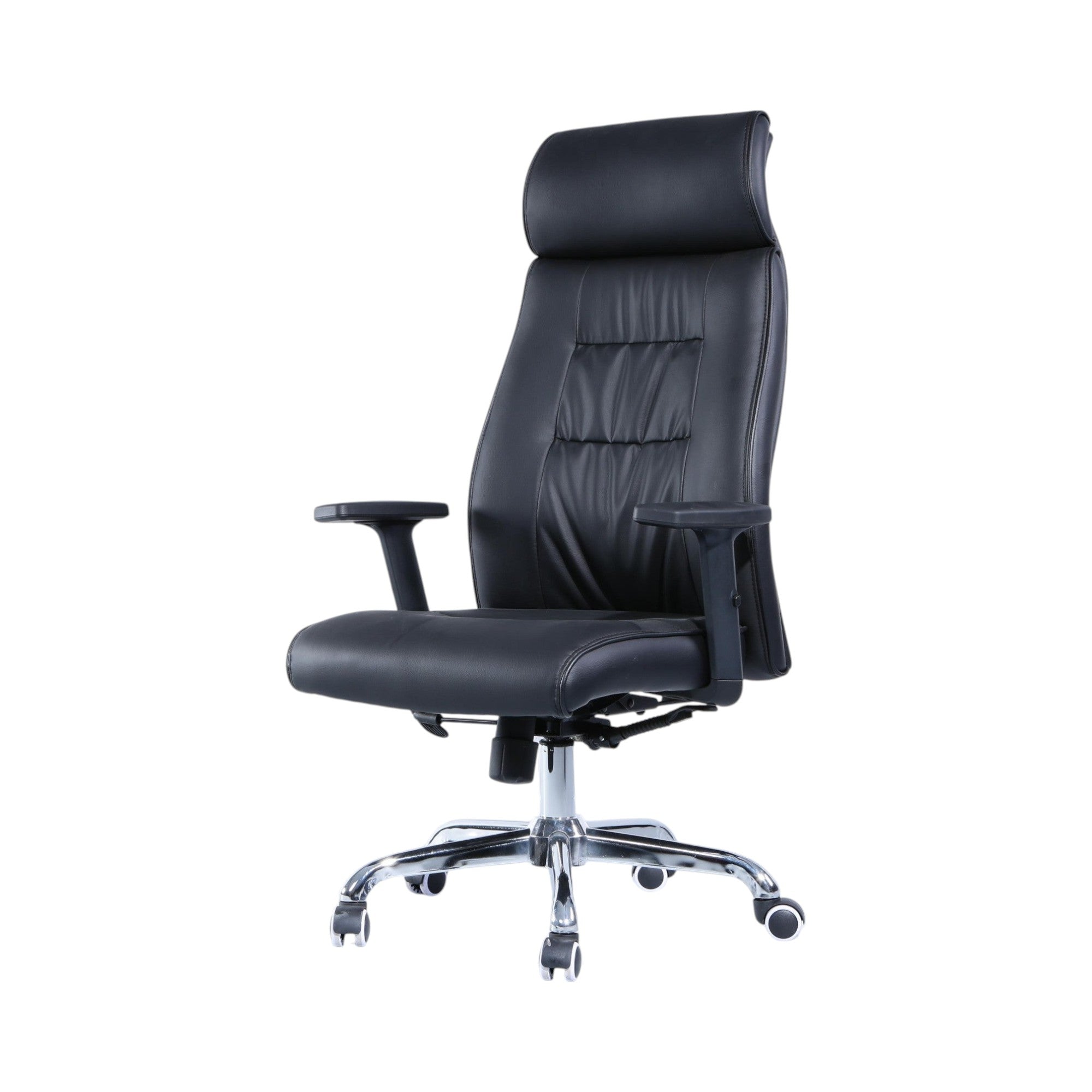 Xiaoyaozuo office chair black faux leather executive high back chair with headrest and adjustable armrests.