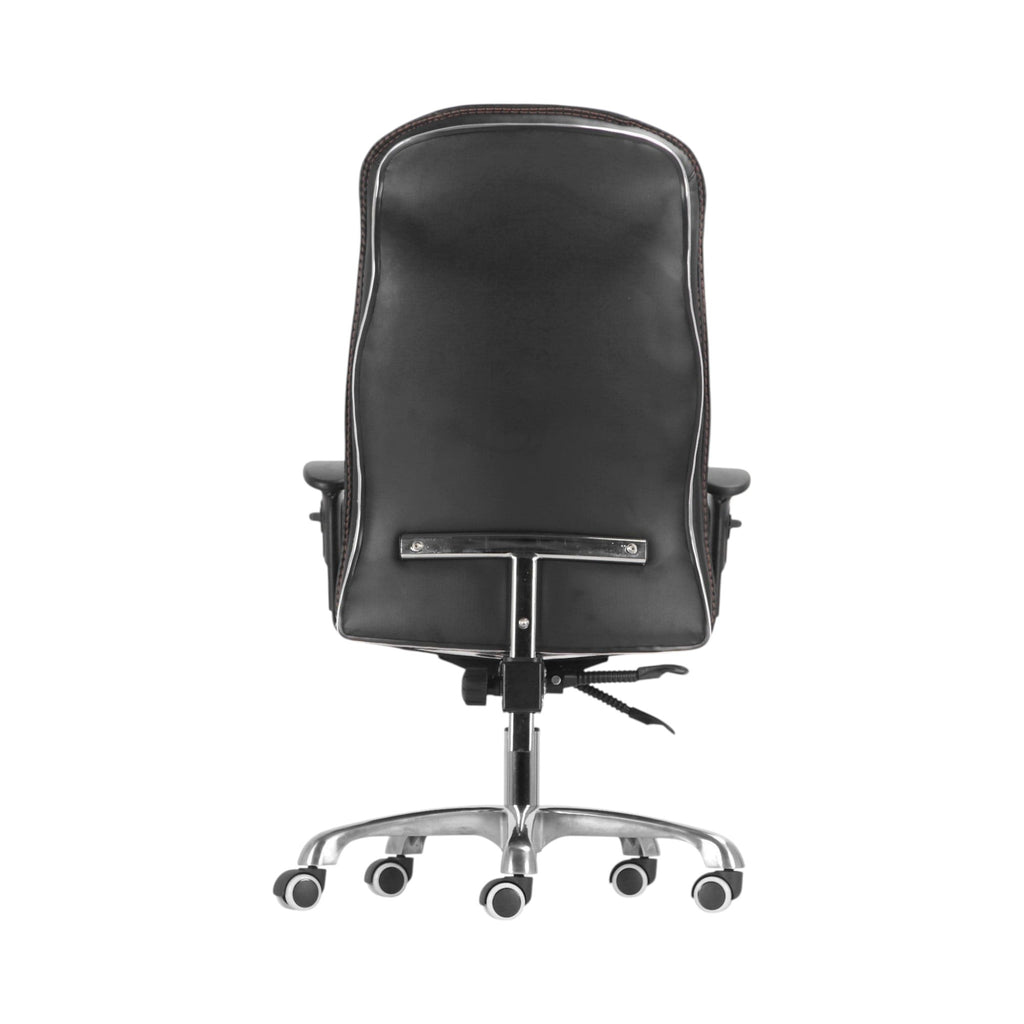 Xiaoyaozuo office chair black faux leather executive high back chair with contrast stitching and chrome base.