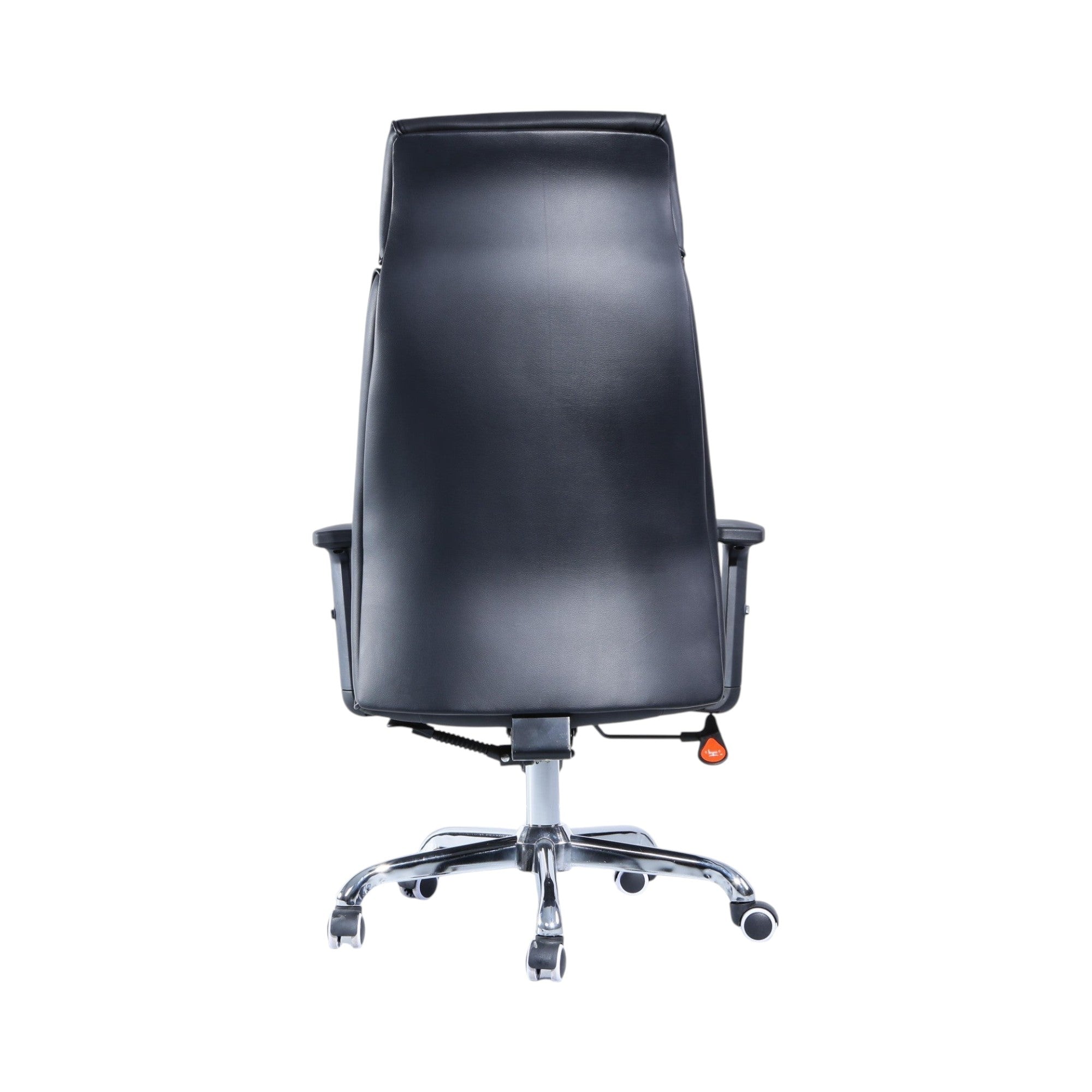 Xiaoyaozuo office chair black faux leather executive high back office chair with headrest and chrome base.