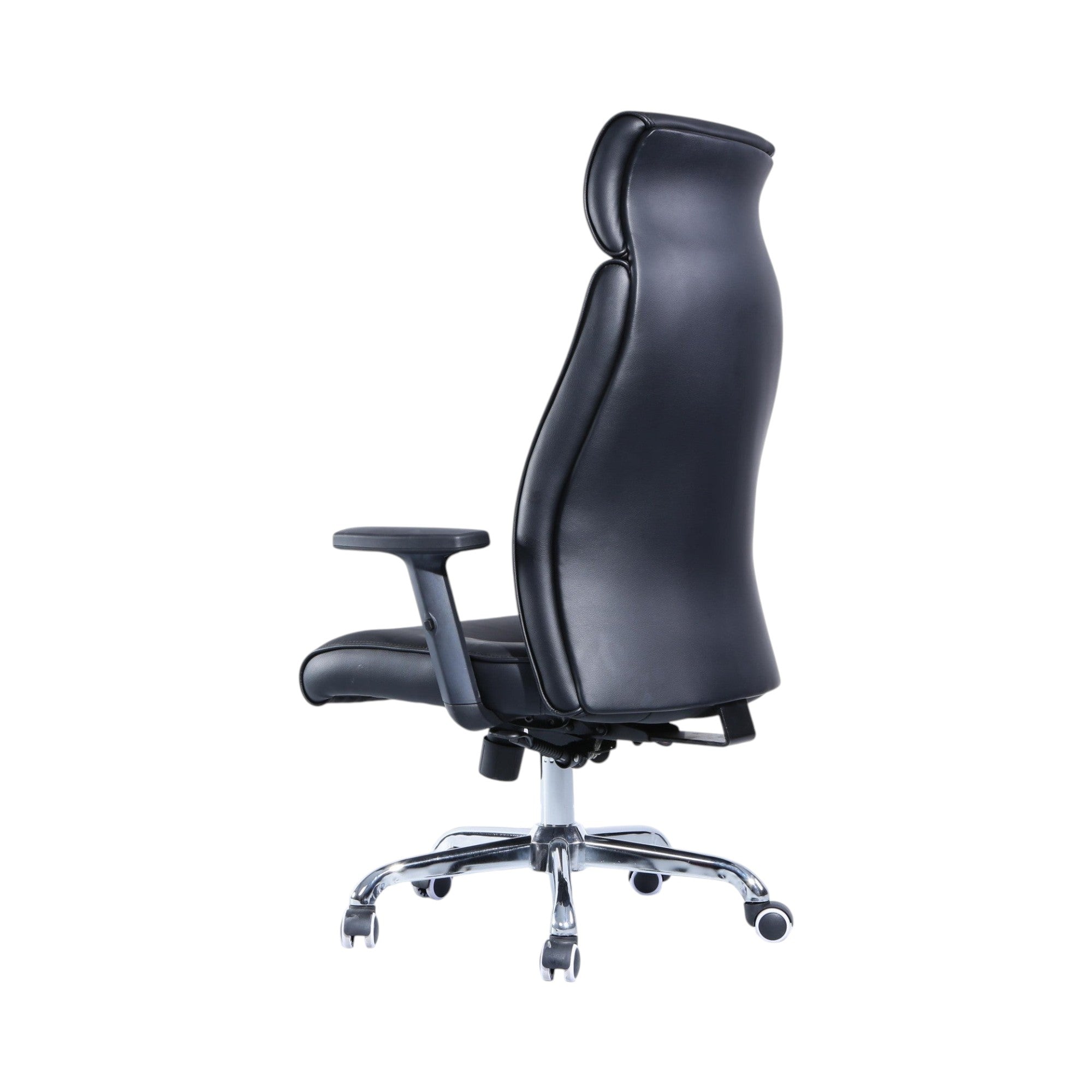 Xiaoyaozuo office chair black faux leather executive high back chair with headrest and adjustable armrests.