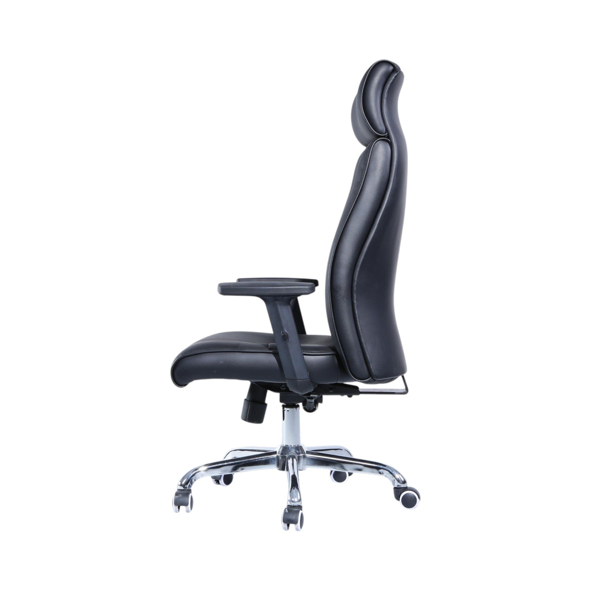 Xiaoyaozuo office chair executive high back chair in black faux leather with headrest and adjustable armrests.