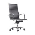 Xiaoyaozuo office chair black faux leather executive high back chair with polished aluminum base and casters.