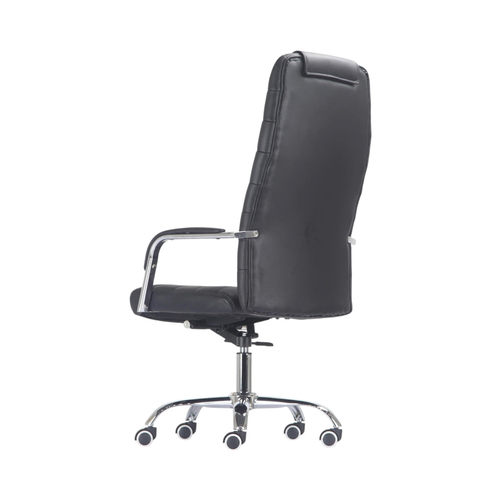 Xiaoyaozuo office chair black faux leather executive high back chair with chrome base and casters