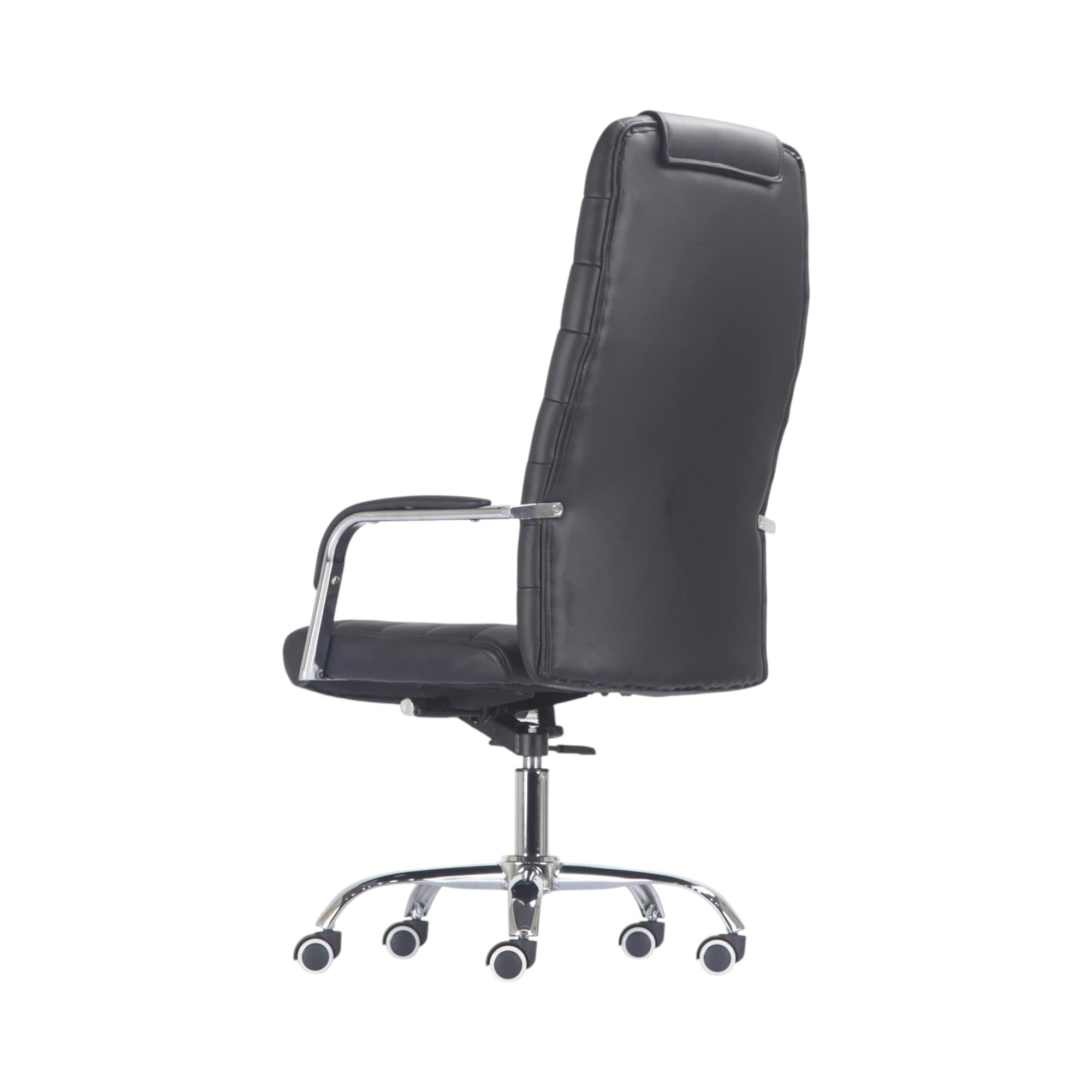 Xiaoyaozuo office chair black faux leather executive high back chair with chrome base and casters