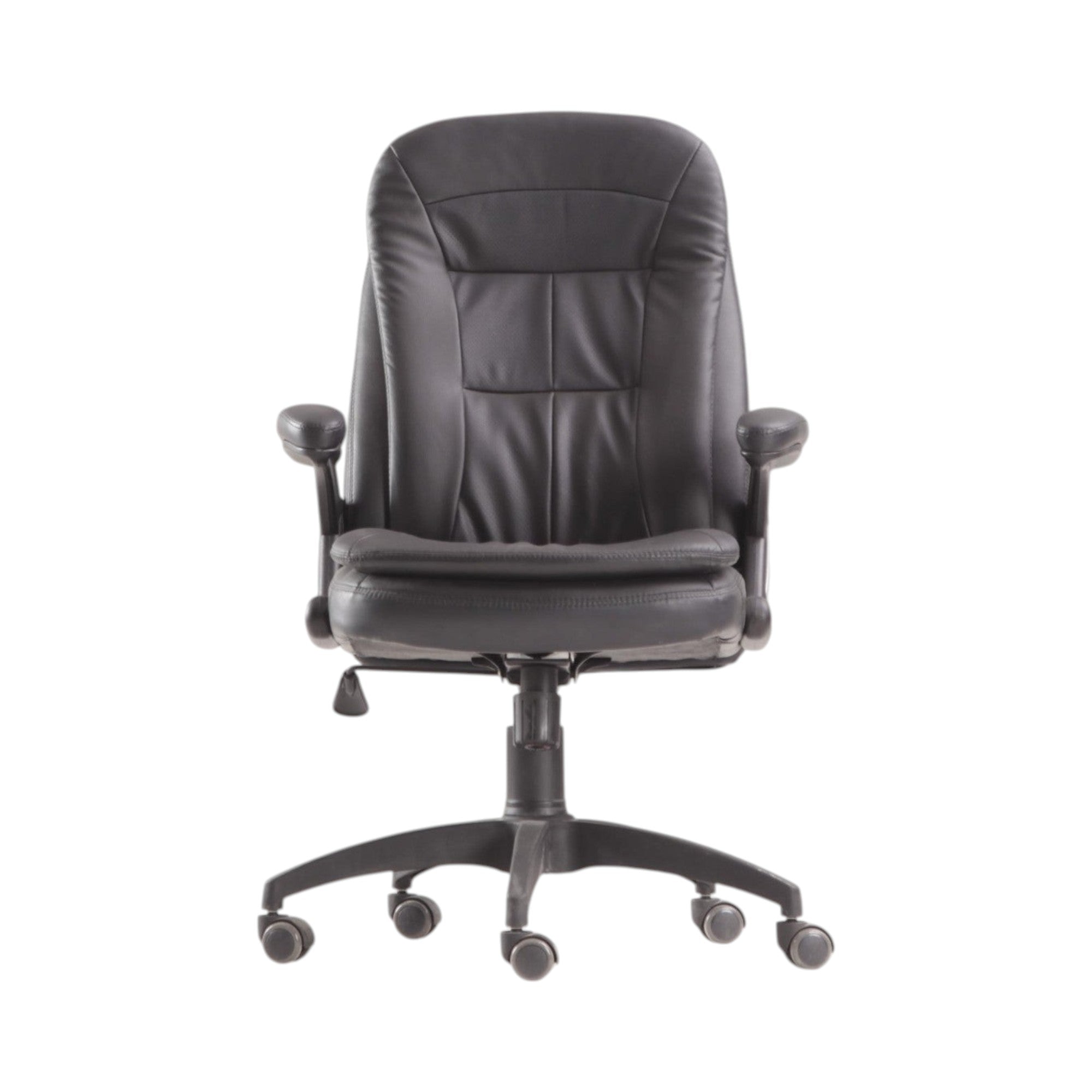 Xiaoyaozuo office chair executive high back chair in black faux leather with plush cushioning and adjustable height.
