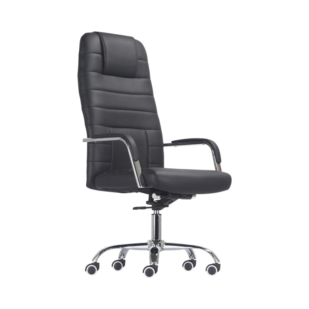 Xiaoyaozuo office chair black faux leather executive high back chair with chrome base and casters