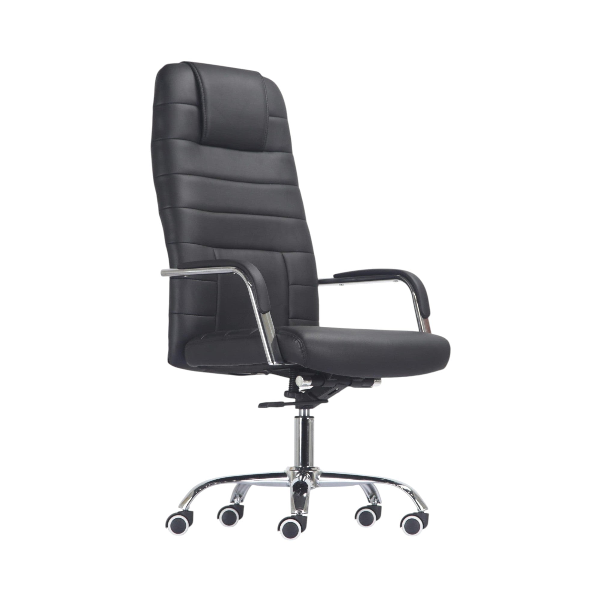 Xiaoyaozuo office chair black faux leather executive high back chair with chrome base and casters