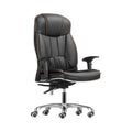 Xiaoyaozuo office chair executive high back chair in black faux leather with contrast stitching and chrome base.