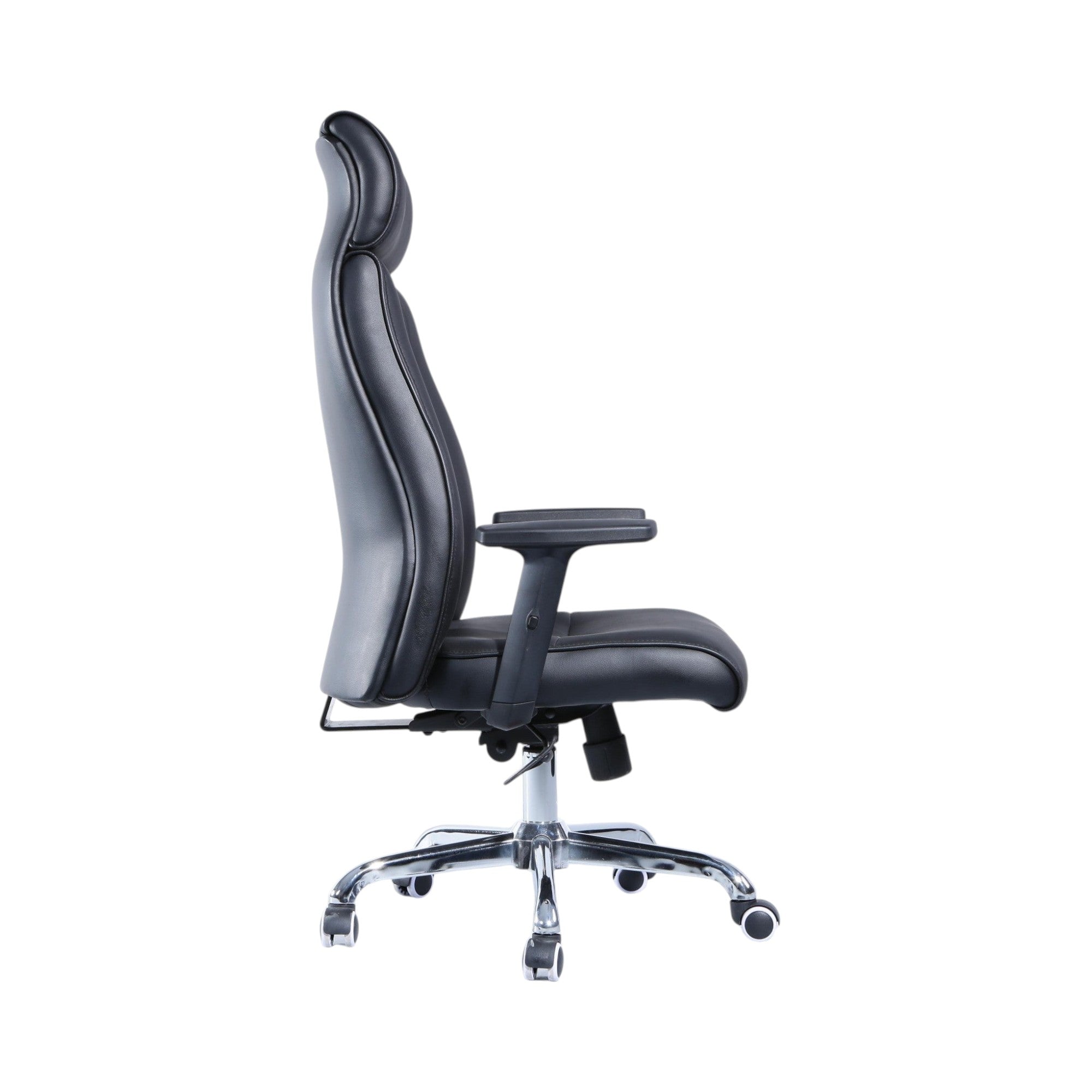Xiaoyaozuo office chair black faux leather executive high back chair with headrest and adjustable armrests.
