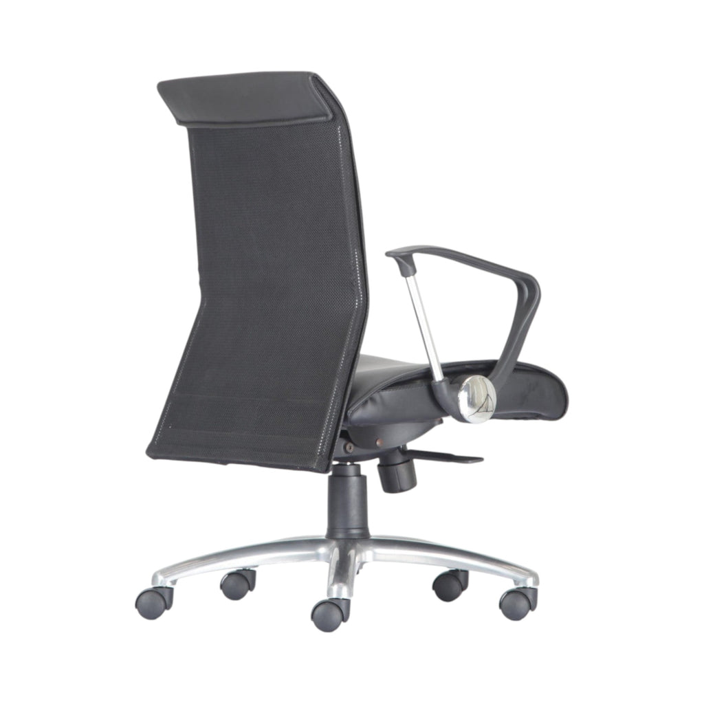 Xiaoyaozuo office chair black faux leather executive chair with mesh high back and chrome base