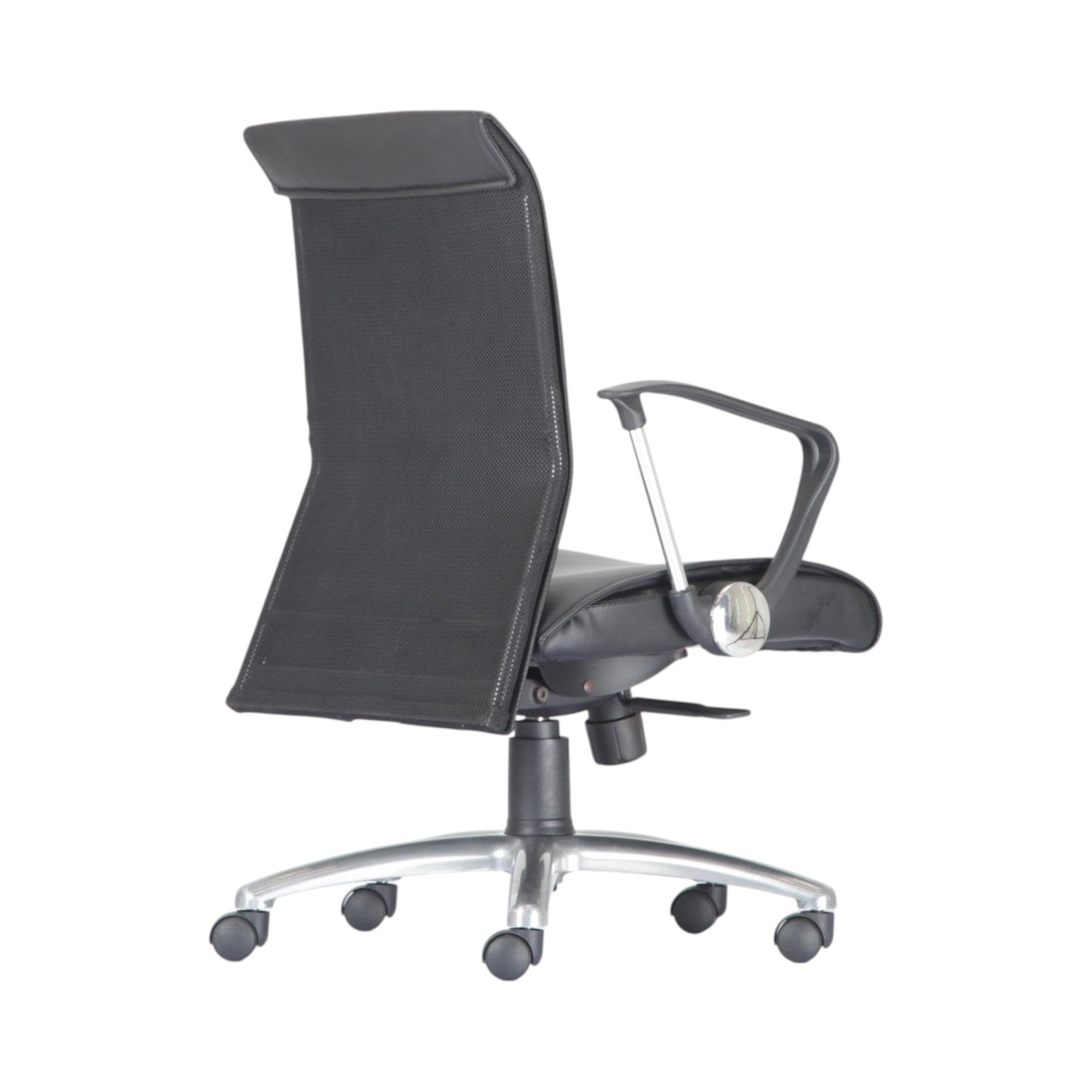 Xiaoyaozuo office chair black faux leather executive chair with mesh high back and chrome base