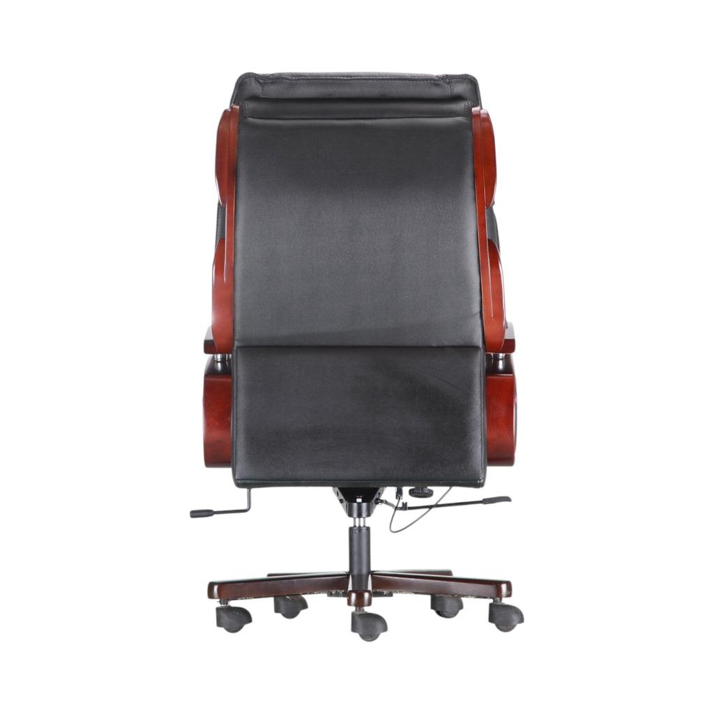 Xiaoyaozuo office chair black faux leather executive chair with wood accents and high back