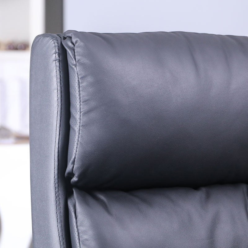 Xiaoyaozuo office chair, black leather executive chair with padded headrest and lumbar support, ergonomic design for ultimate comfort.