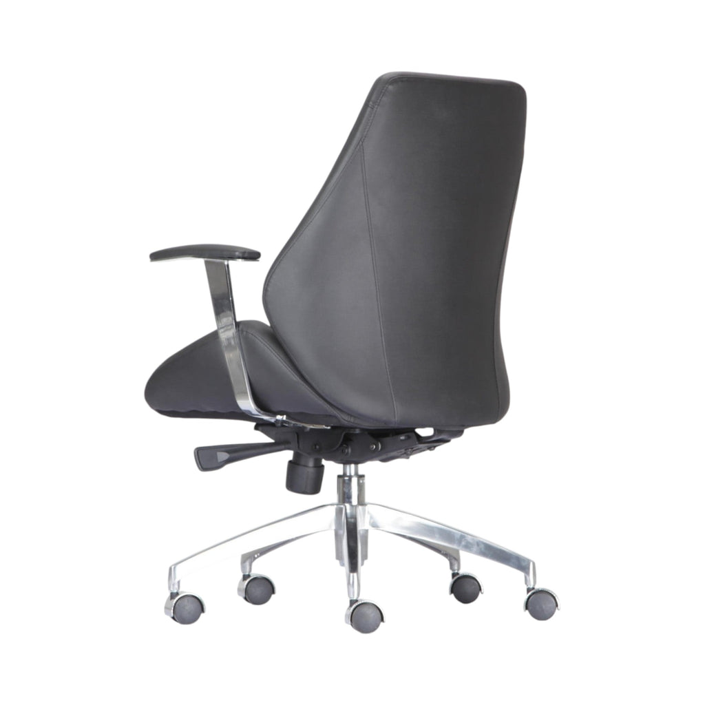 Xiaoyaozuo office chair executive ergonomic black leather chair with chrome accents and wheels