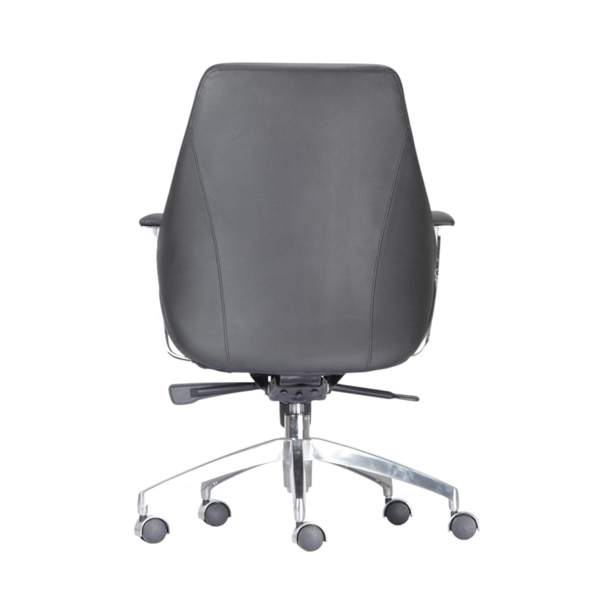 Xiaoyaozuo office chair executive ergonomic black leather high back chair with chrome accents and rolling base.