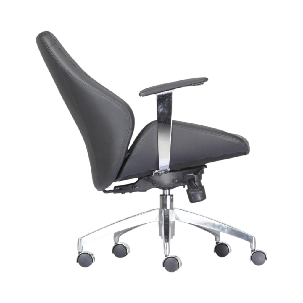 Xiaoyaozuo office chair black leather executive ergonomic office chair with adjustable armrests and chrome accents