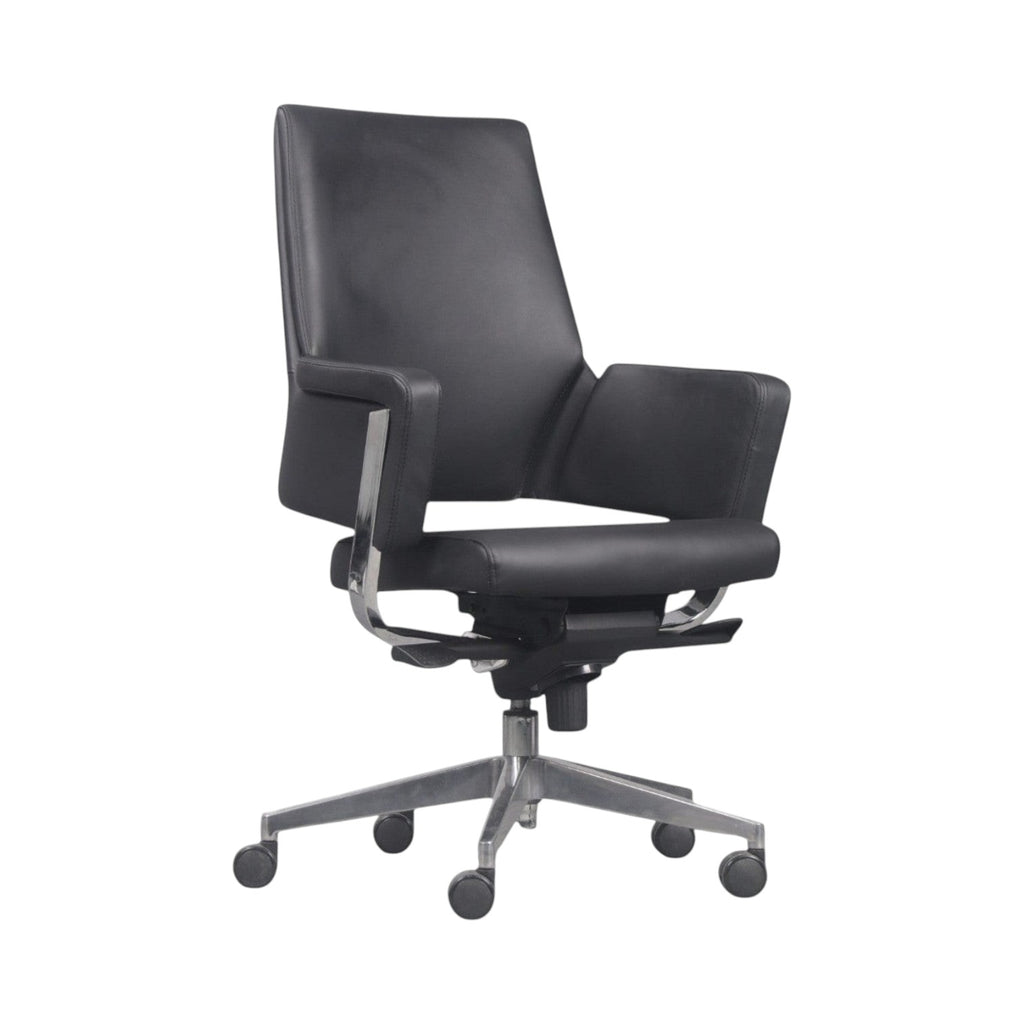 Xiaoyaozuo office chair black leather executive chair with chrome accents and casters