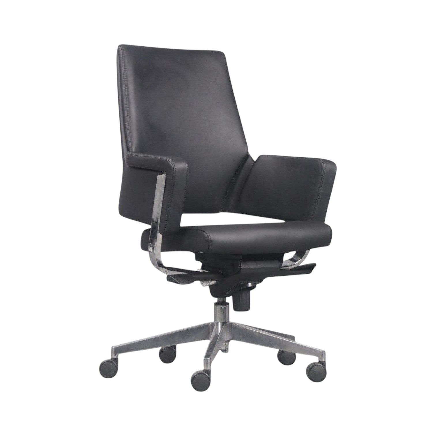 Xiaoyaozuo office chair black leather executive chair with chrome accents and casters
