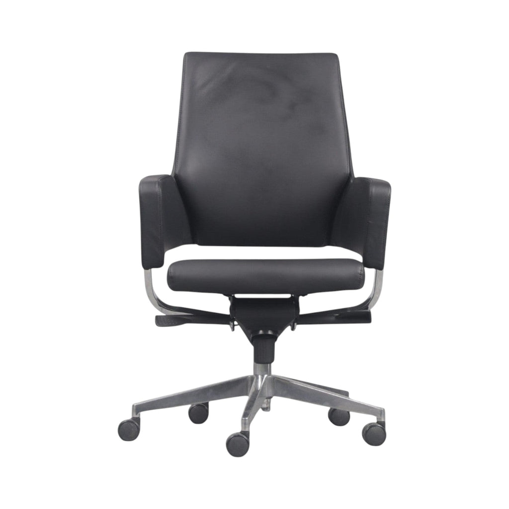 Xiaoyaozuo office chair black leather executive office chair with silver base and casters