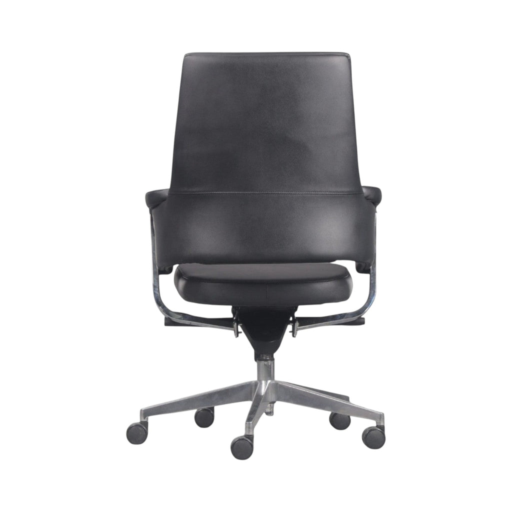 Xiaoyaozuo office chair black leather executive chair with ergonomic design and smooth-rolling casters.