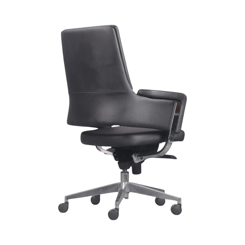 Xiaoyaozuo office chair black leather executive chair with chrome accents and casters