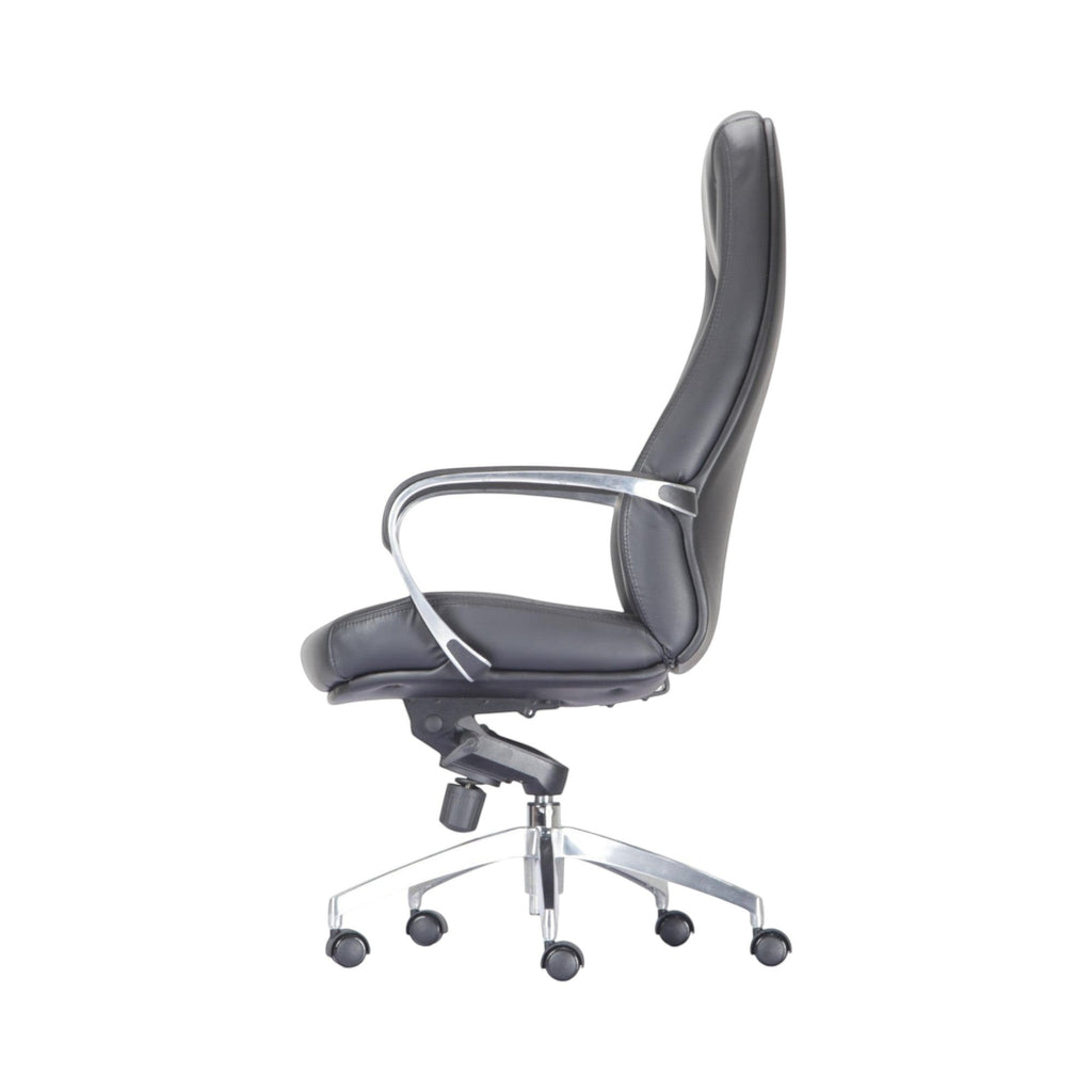 Xiaoyaozuo office chair black leather executive high back chair with diamond stitching and chrome armrests.