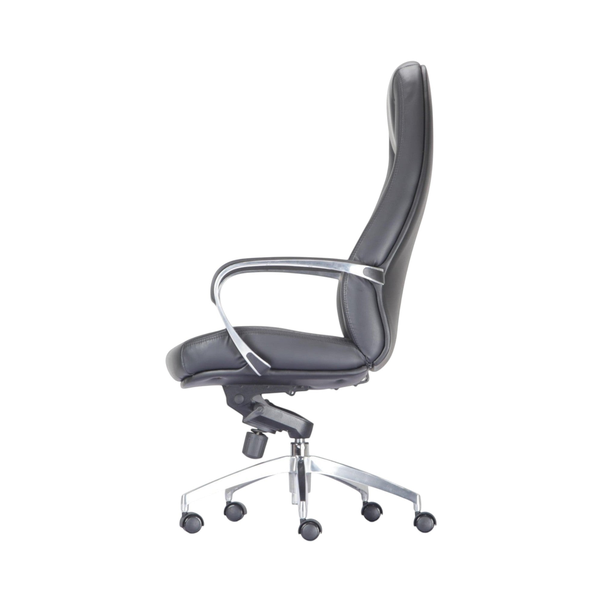 Xiaoyaozuo office chair black leather executive high back chair with diamond stitching and chrome armrests.