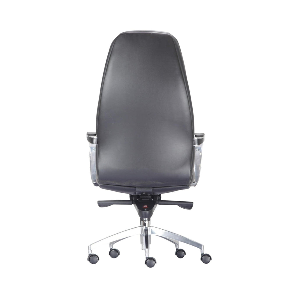 Xiaoyaozuo office chair black leather executive high back chair with diamond stitching and chrome armrests