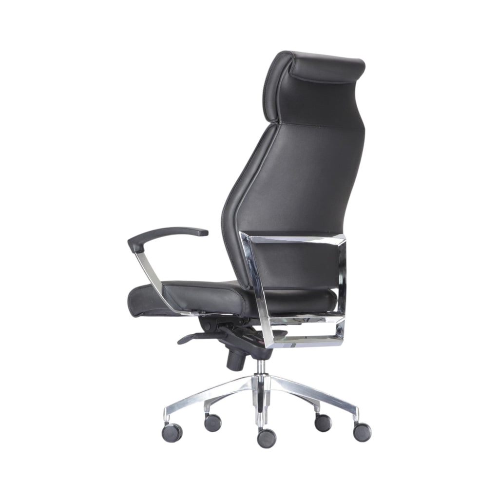 Xiaoyaozuo office chair black leather executive high back office chair with headrest and chrome accents
