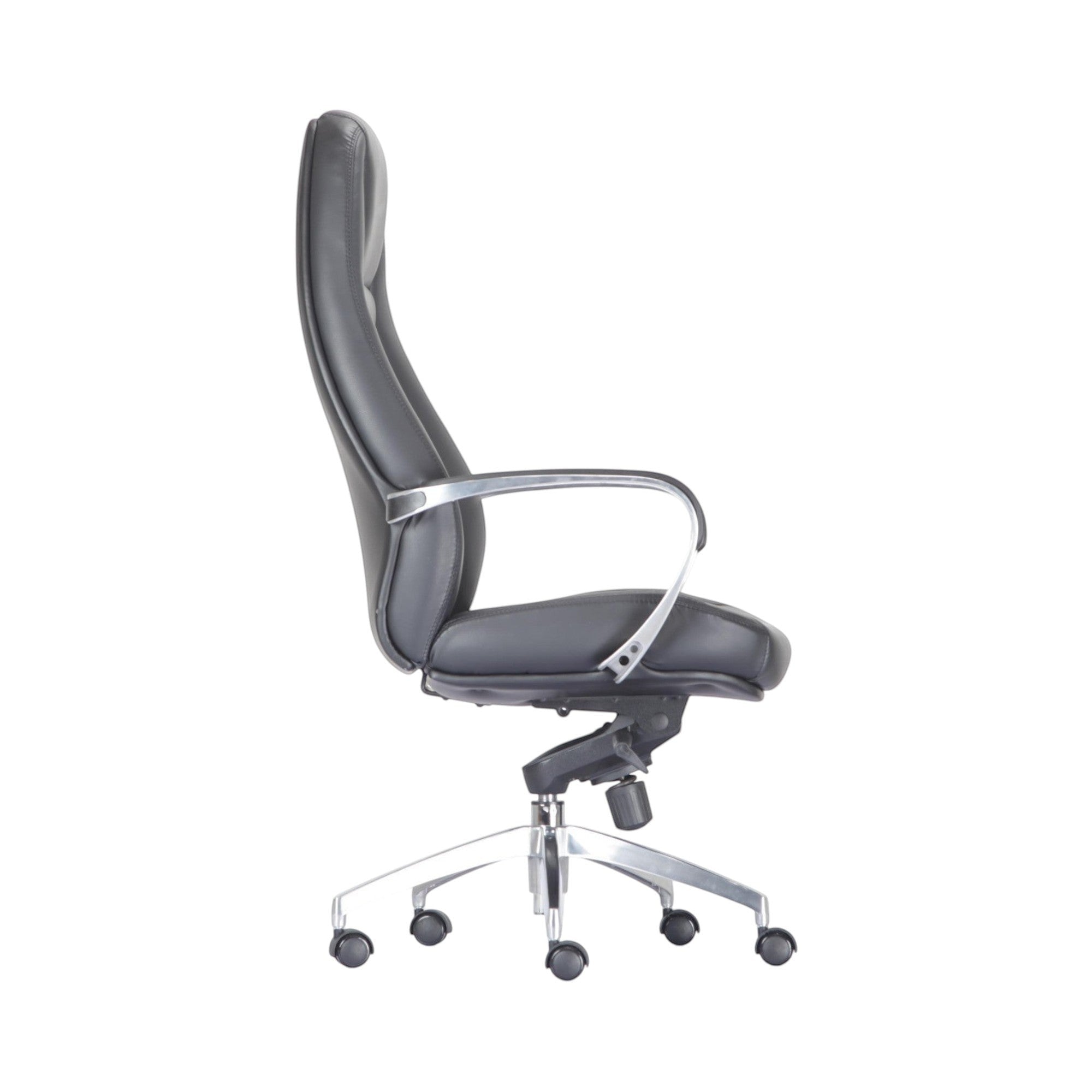 Xiaoyaozuo office chair black leather executive high back chair with diamond stitching and chrome armrests