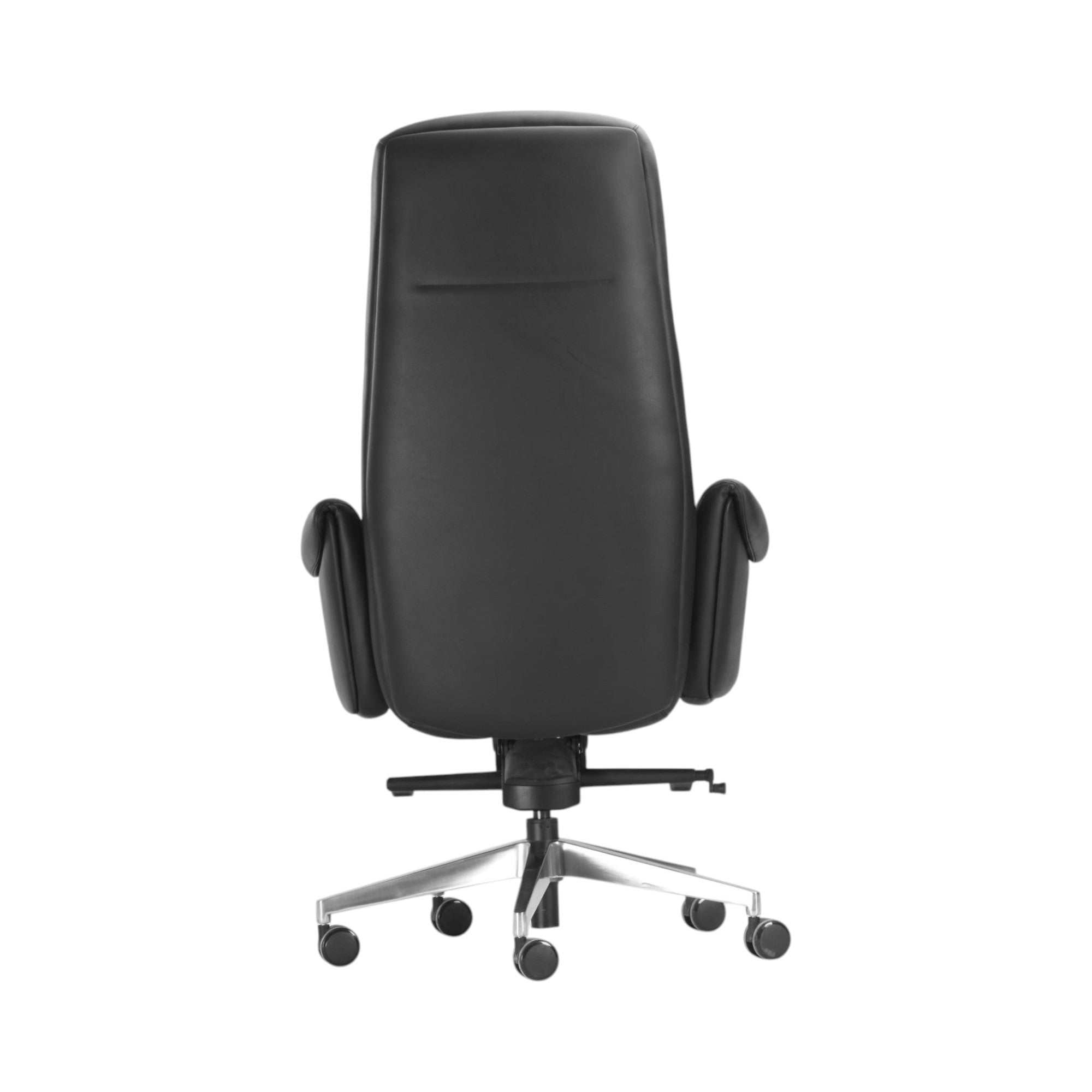 Xiaoyaozuo office chair black leather executive high-back chair with polished metal base and casters.
